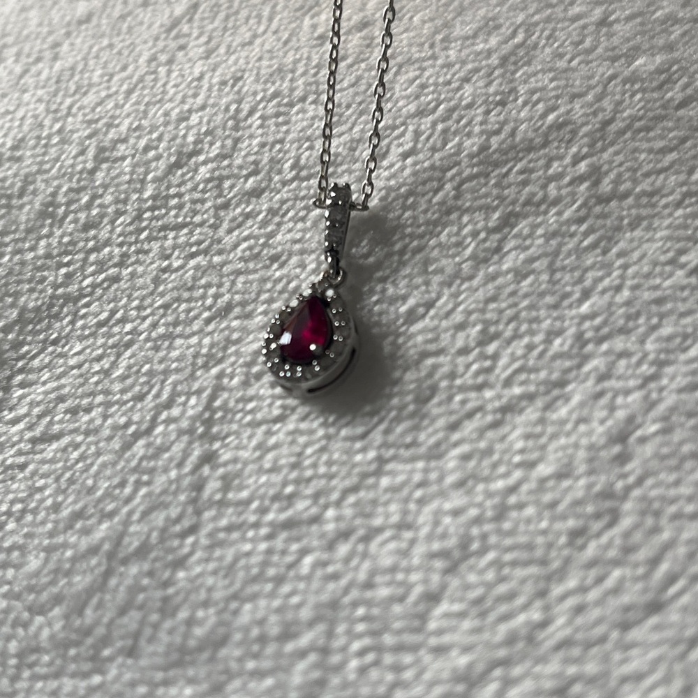 Ruby and 14k white gold necklace